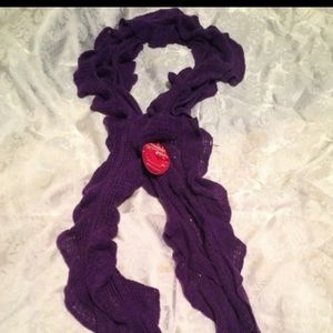 Purple Ruffle Fringe Twist Knit Fashion Scarf